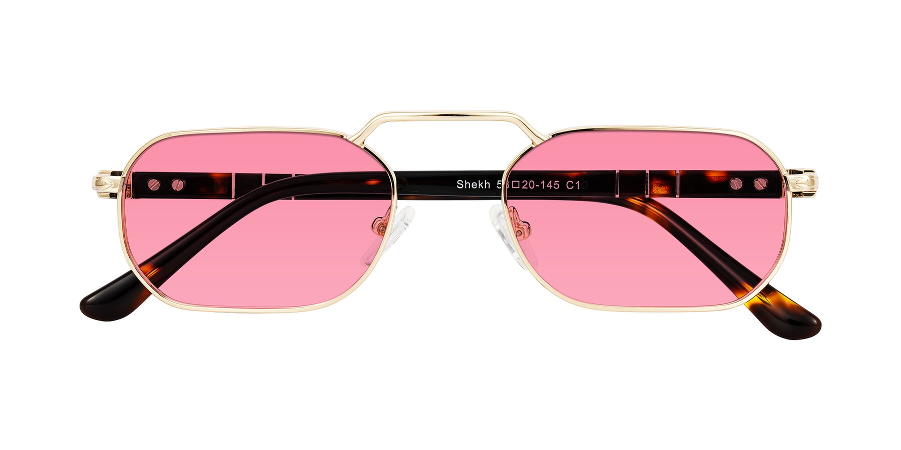 Folded Front of Shekh in Gold with Pink Tinted Lenses