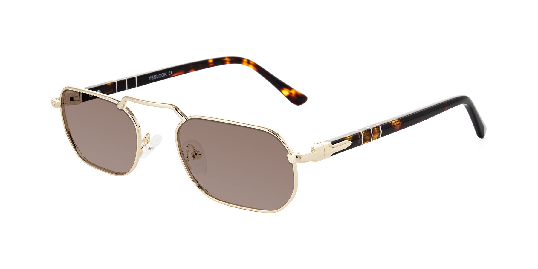 Angle of Shekh in Gold with Medium Brown Tinted Lenses