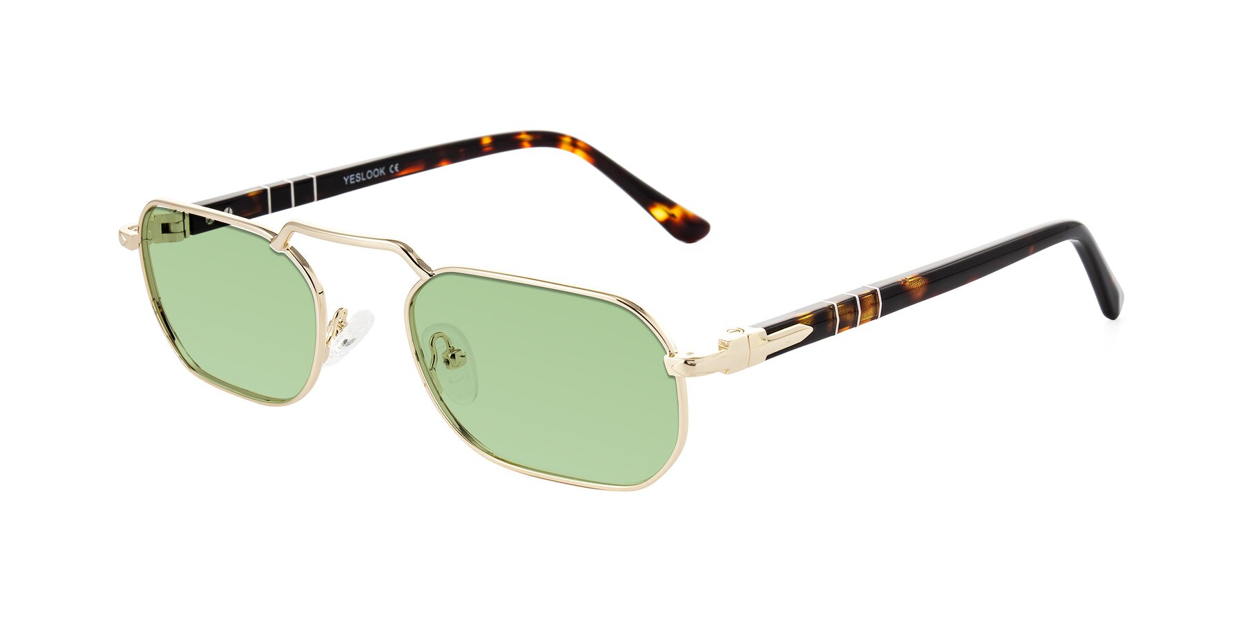Angle of Shekh in Gold with Medium Green Tinted Lenses