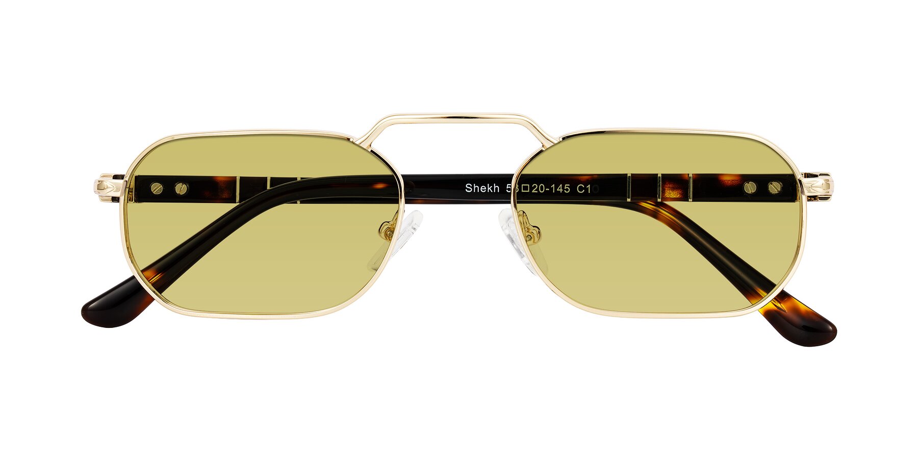 Folded Front of Shekh in Gold with Medium Champagne Tinted Lenses