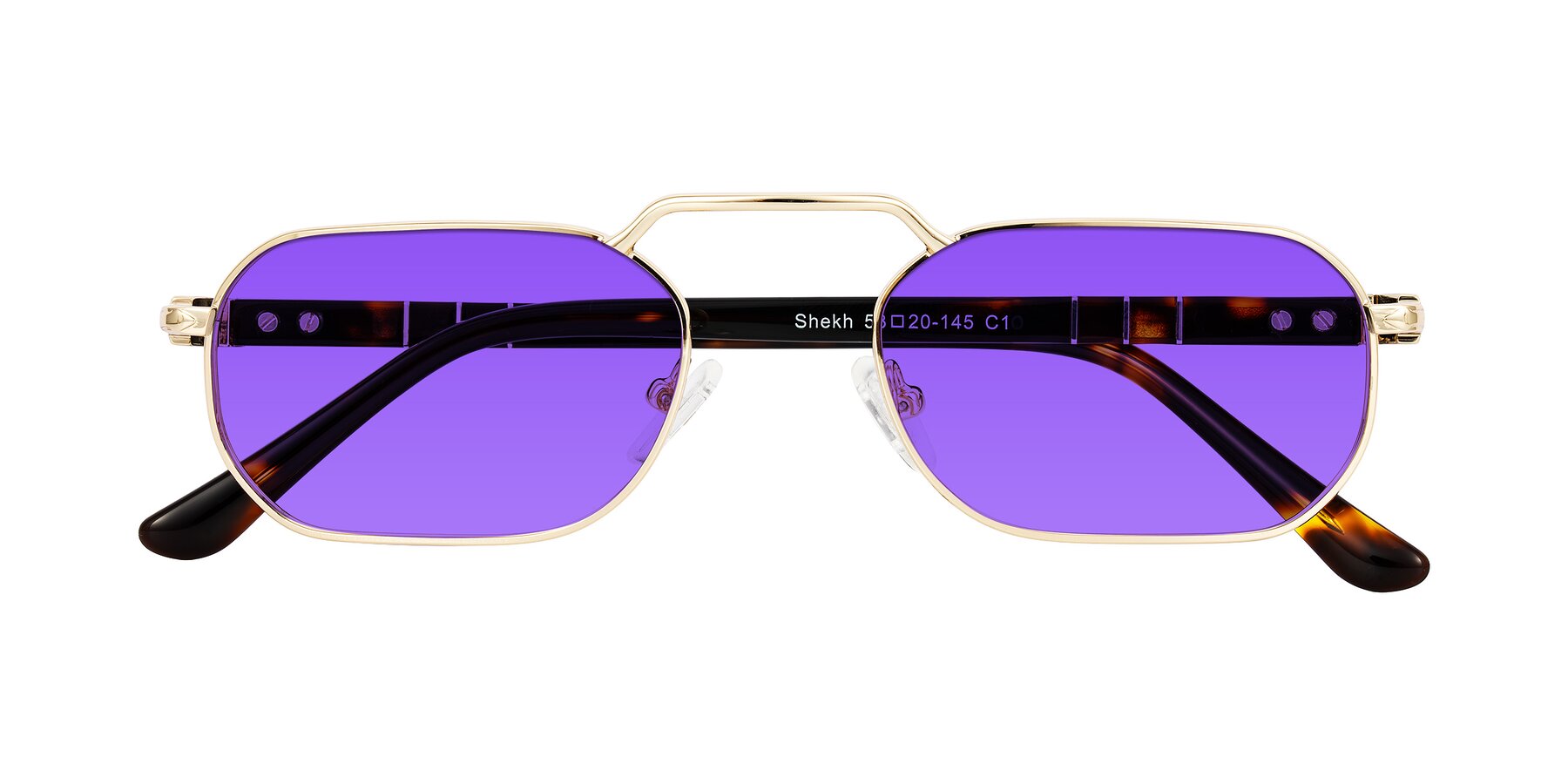 Folded Front of Shekh in Gold with Purple Tinted Lenses