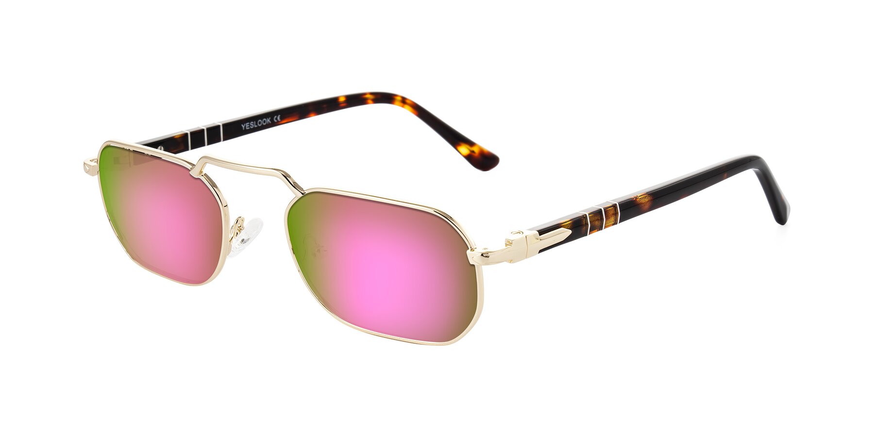 Angle of Shekh in Gold with Pink Mirrored Lenses