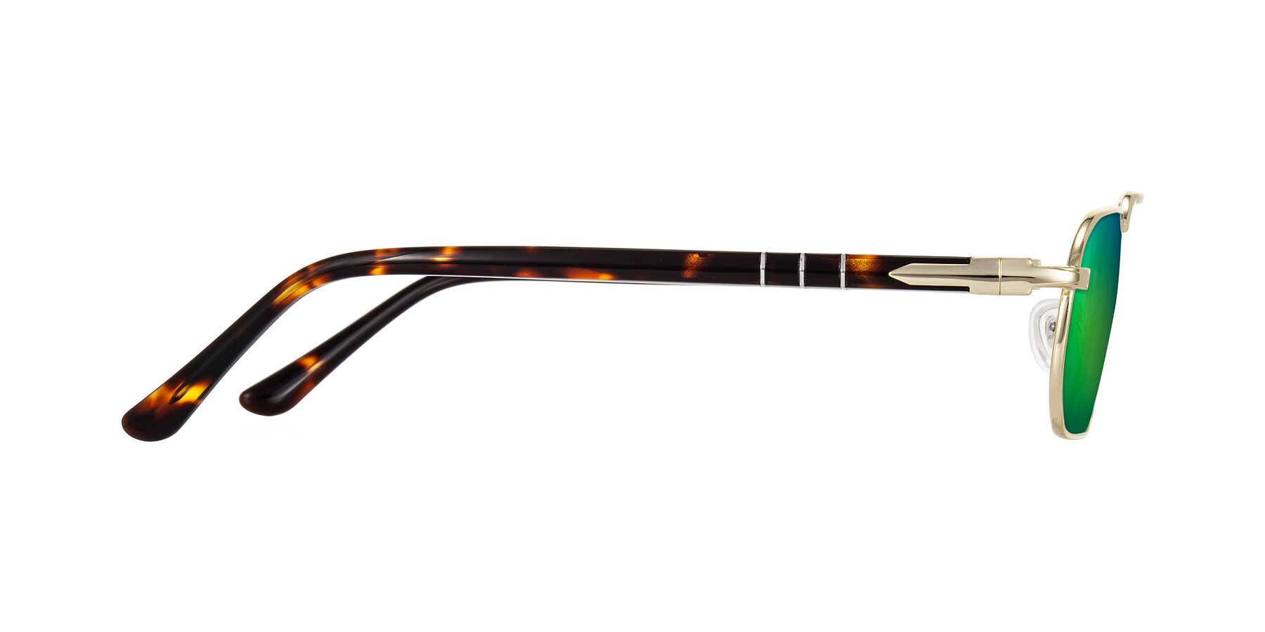 Side of Shekh in Gold with Green Mirrored Lenses