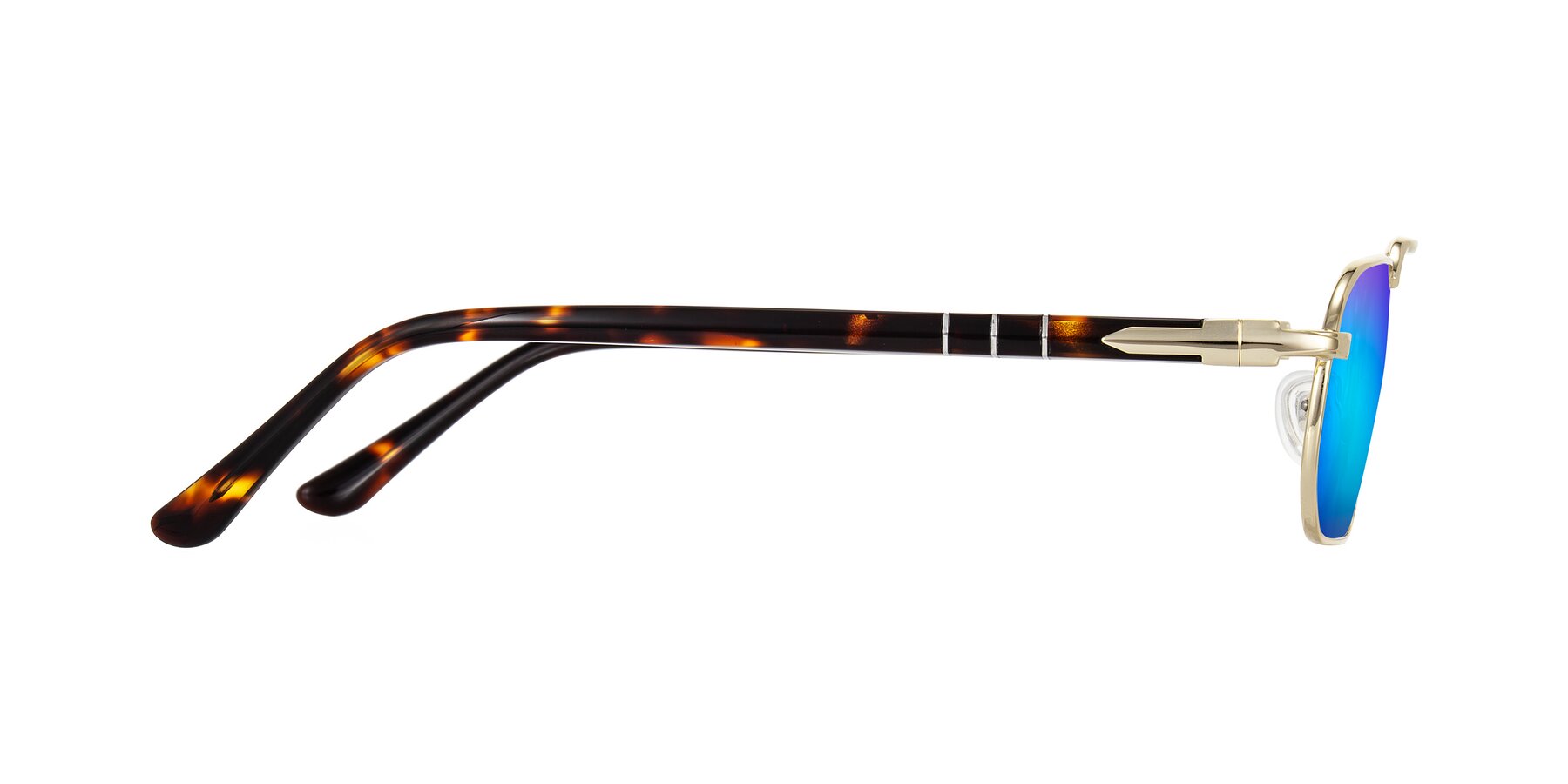 Side of Shekh in Gold with Blue Mirrored Lenses