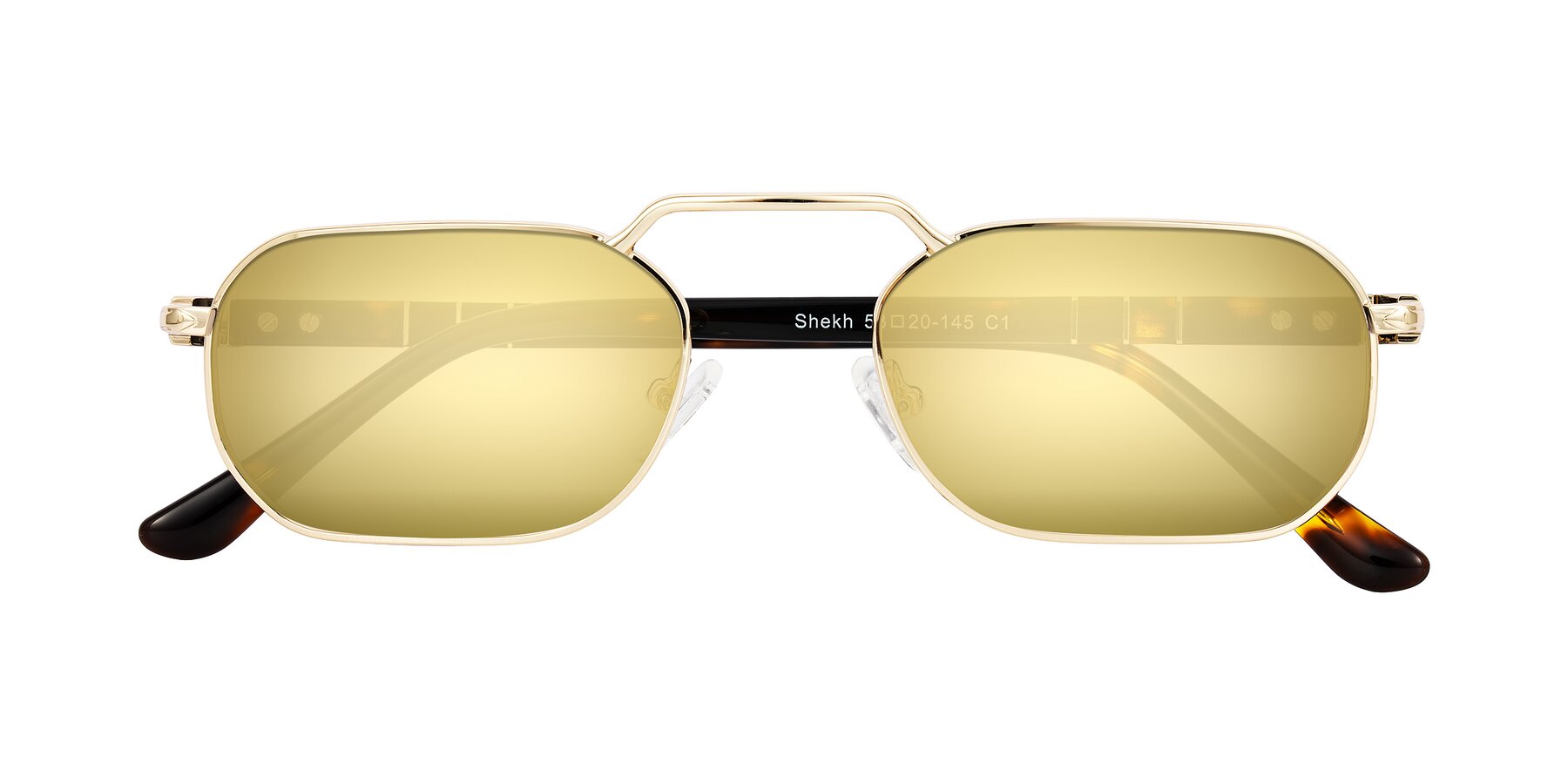 Folded Front of Shekh in Gold with Gold Mirrored Lenses