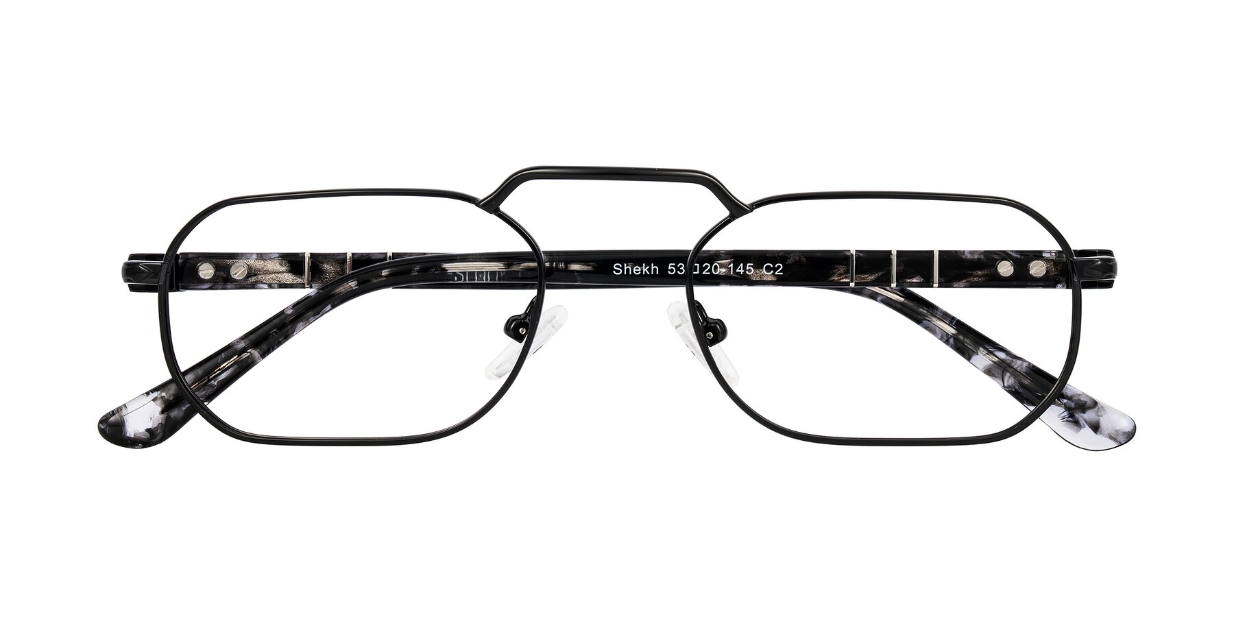 Folded Front of Shekh in Black with Clear Eyeglass Lenses