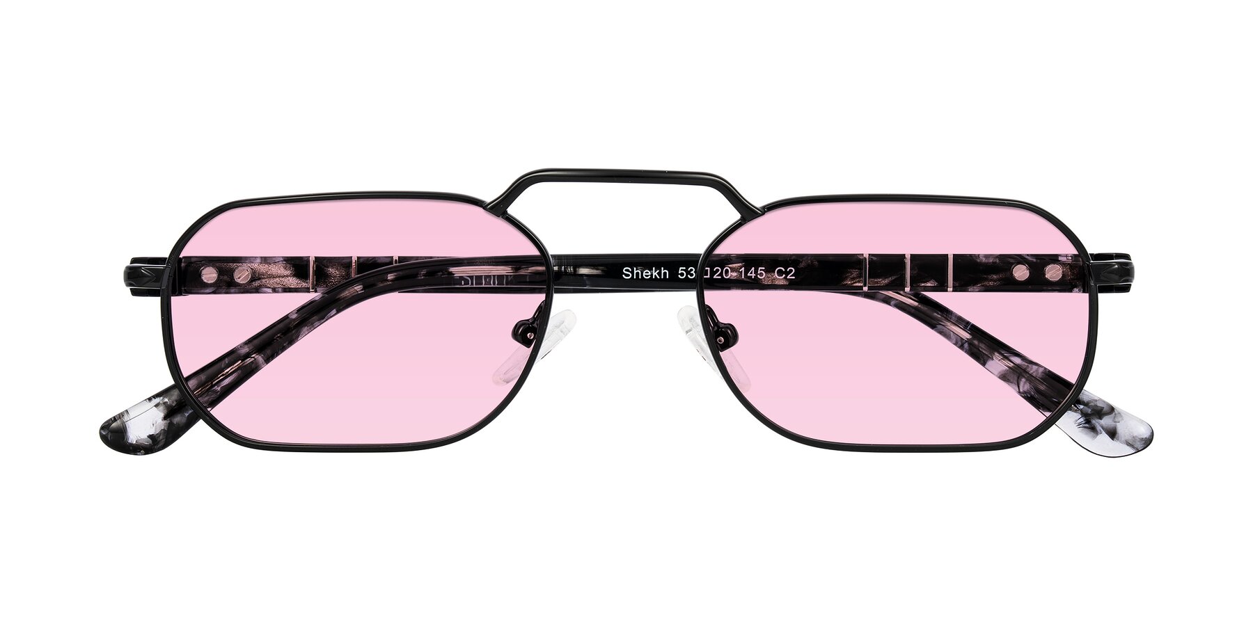 Folded Front of Shekh in Black with Light Pink Tinted Lenses