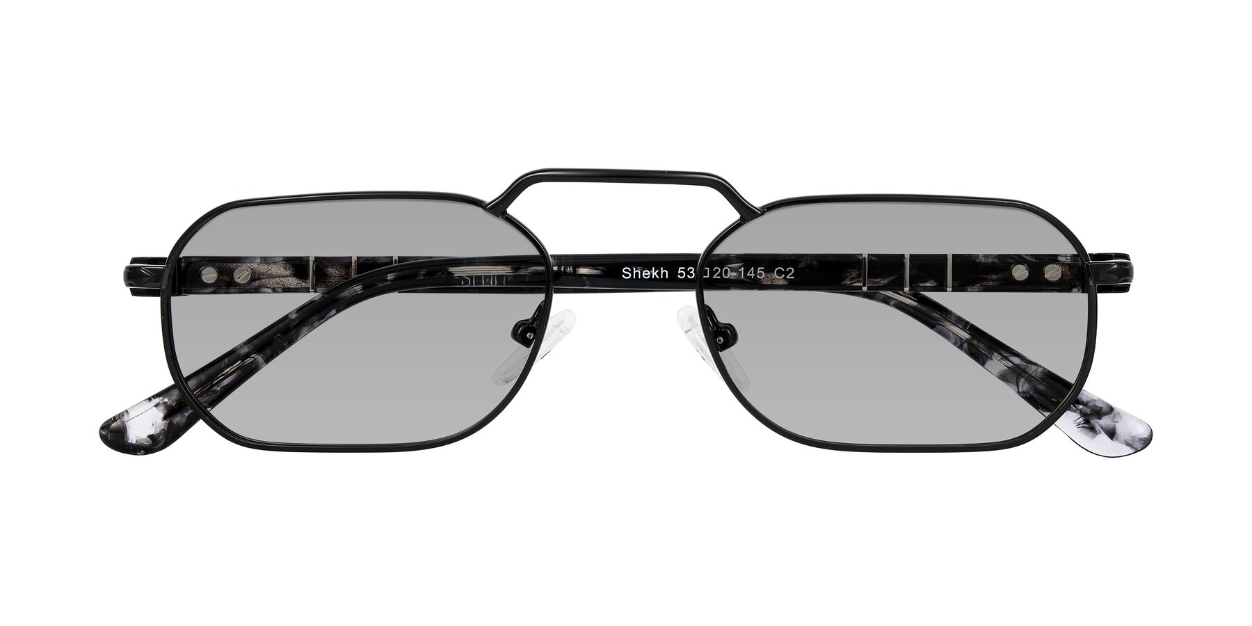 Folded Front of Shekh in Black with Light Gray Tinted Lenses