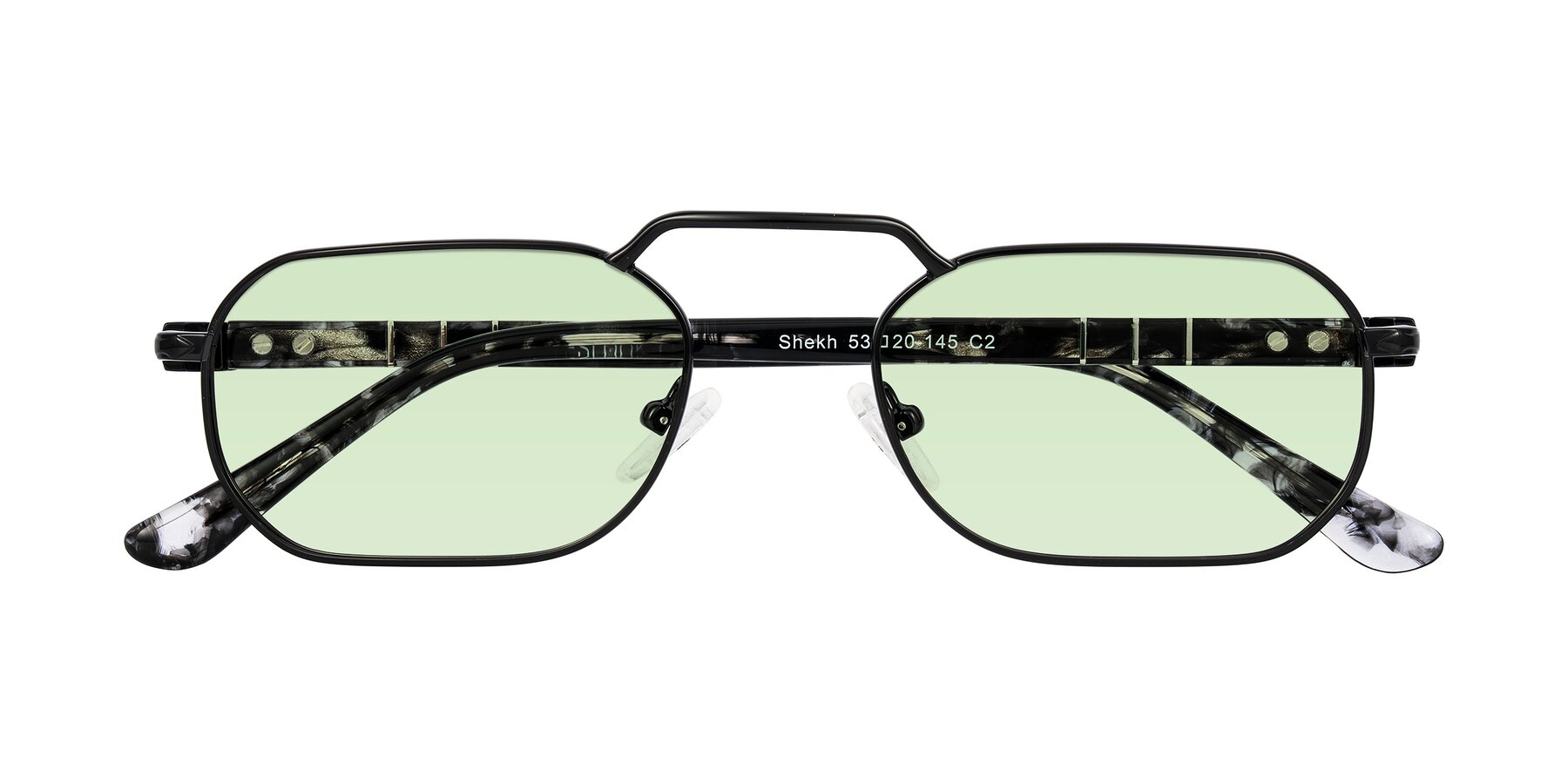 Folded Front of Shekh in Black with Light Green Tinted Lenses