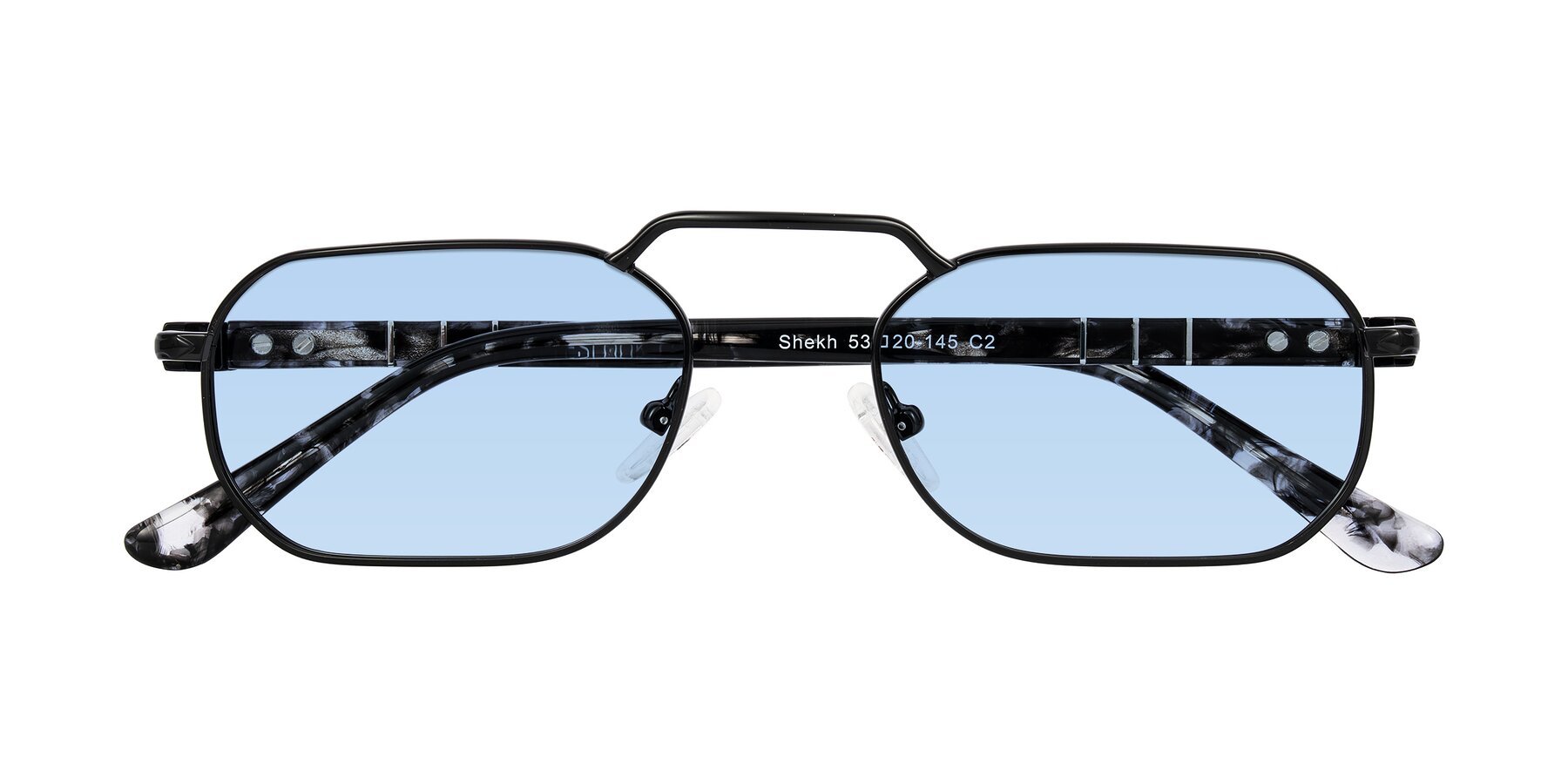 Folded Front of Shekh in Black with Light Blue Tinted Lenses