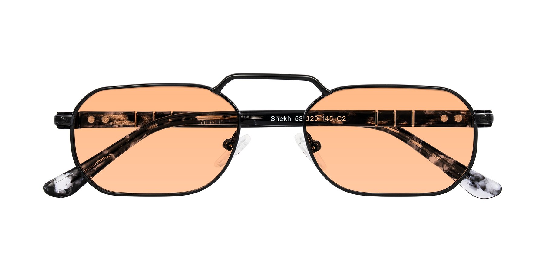 Folded Front of Shekh in Black with Light Orange Tinted Lenses