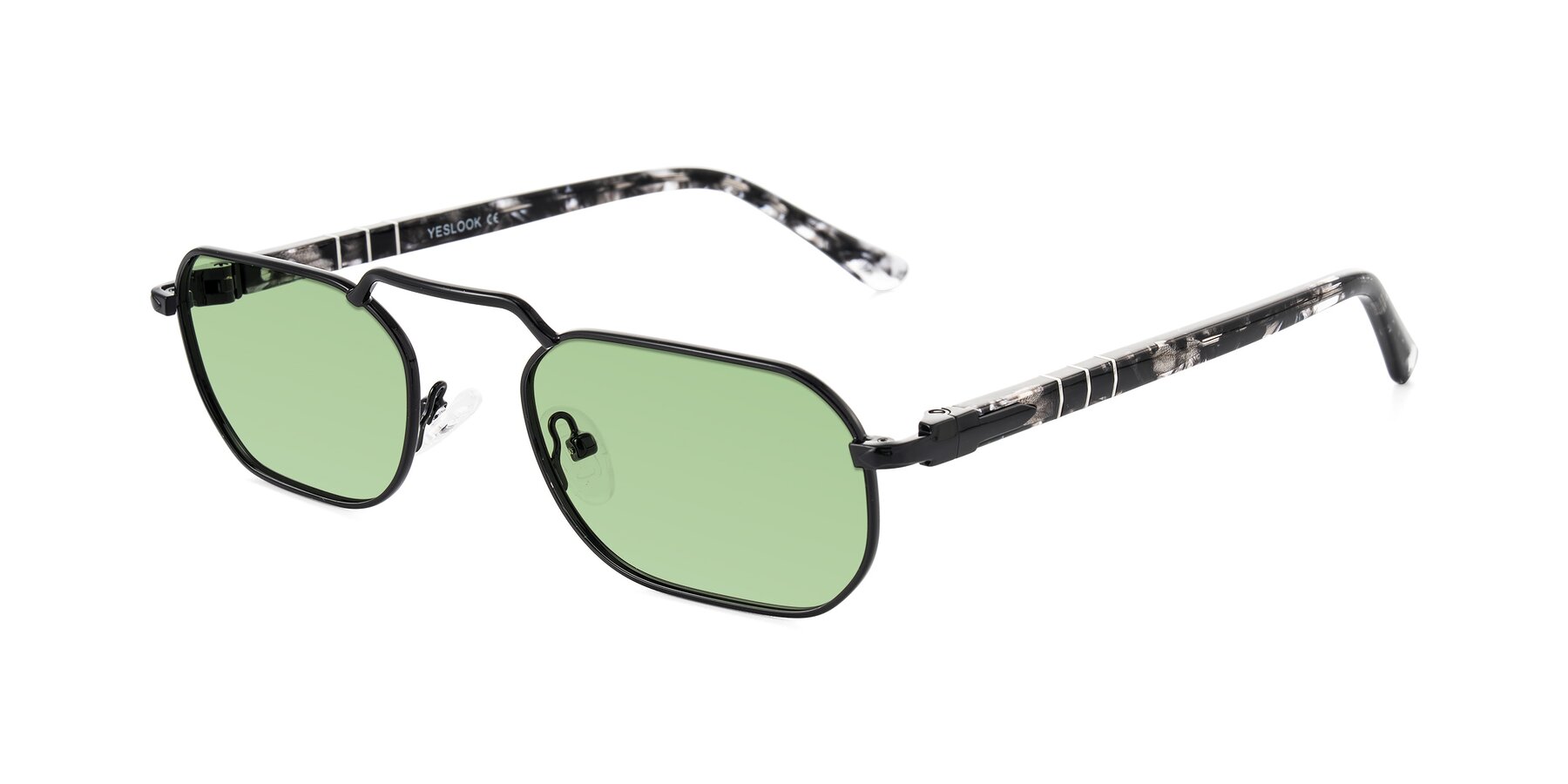 Angle of Shekh in Black with Medium Green Tinted Lenses