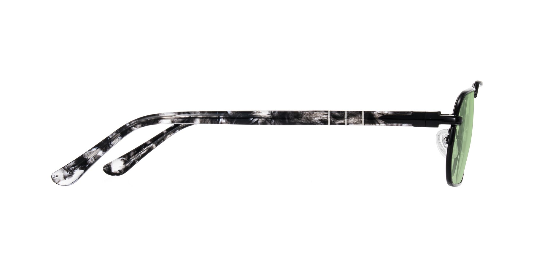 Side of Shekh in Black with Medium Green Tinted Lenses