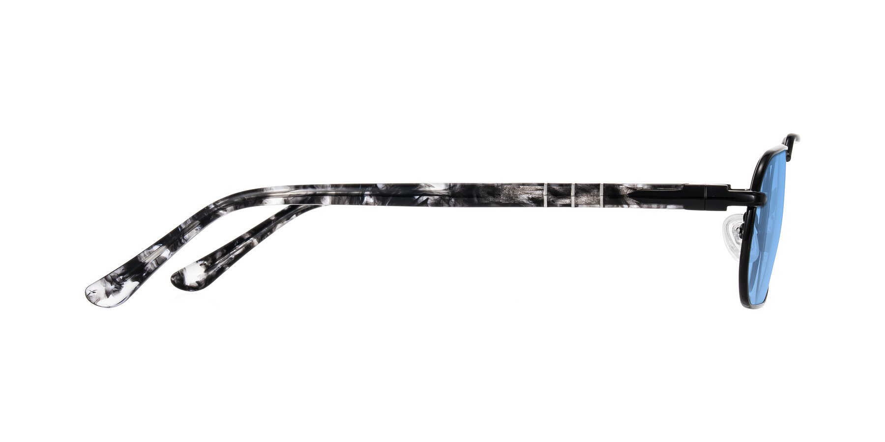Side of Shekh in Black with Medium Blue Tinted Lenses