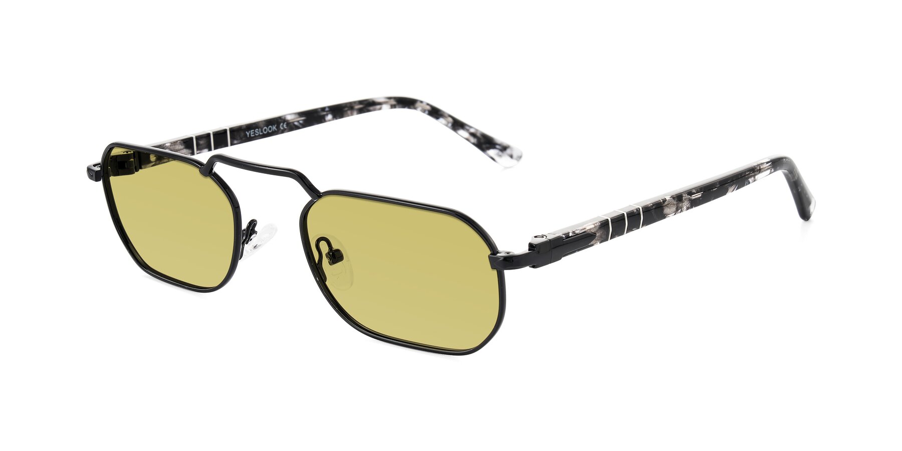 Angle of Shekh in Black with Medium Champagne Tinted Lenses