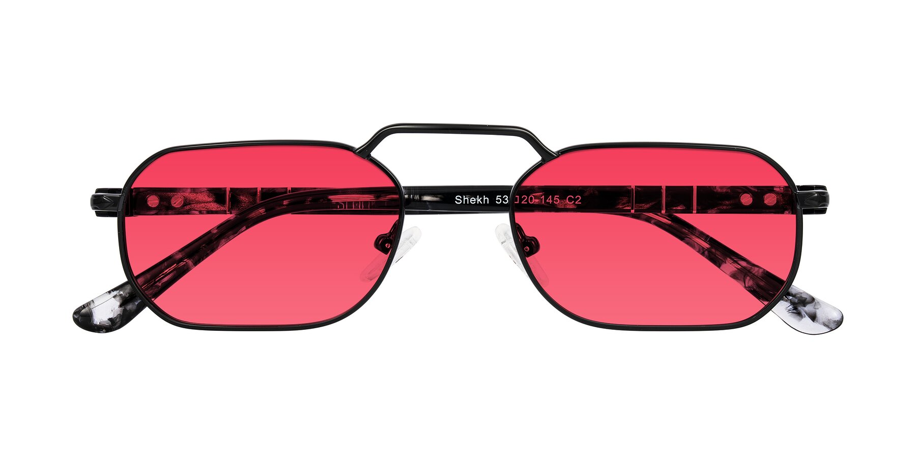 Folded Front of Shekh in Black with Red Tinted Lenses