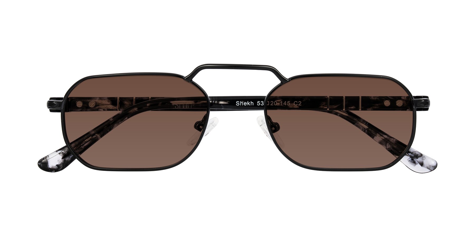 Folded Front of Shekh in Black with Brown Tinted Lenses