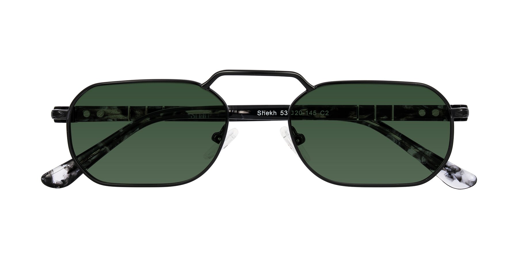 Folded Front of Shekh in Black with Green Tinted Lenses