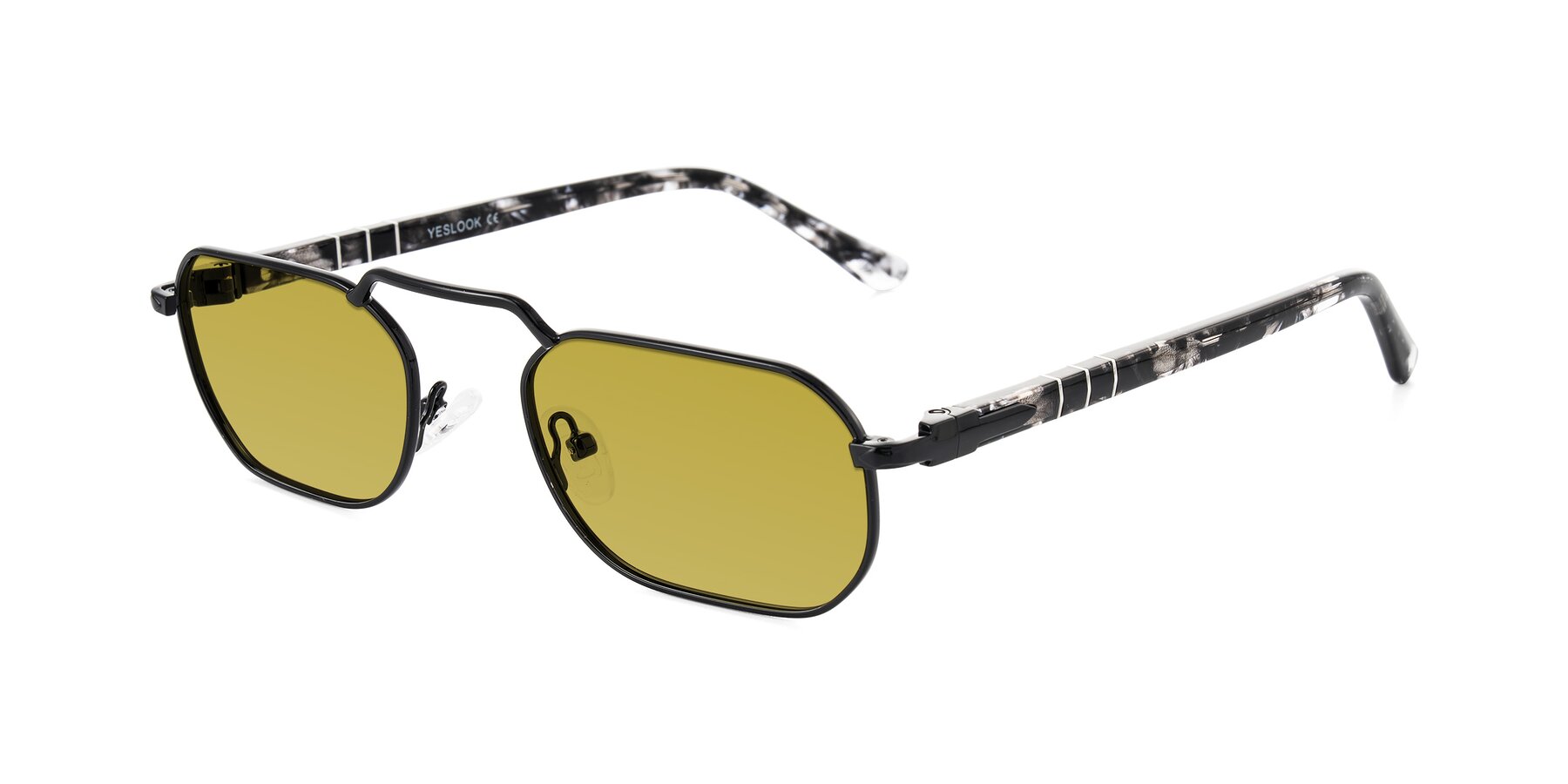 Angle of Shekh in Black with Champagne Tinted Lenses