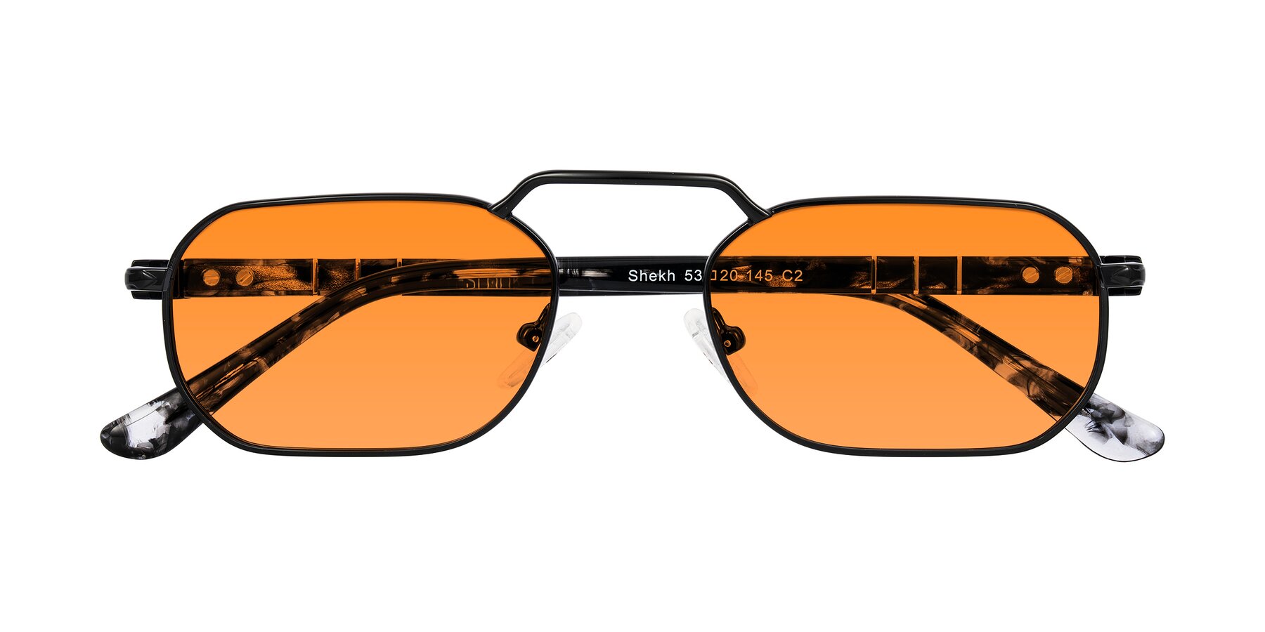 Folded Front of Shekh in Black with Orange Tinted Lenses