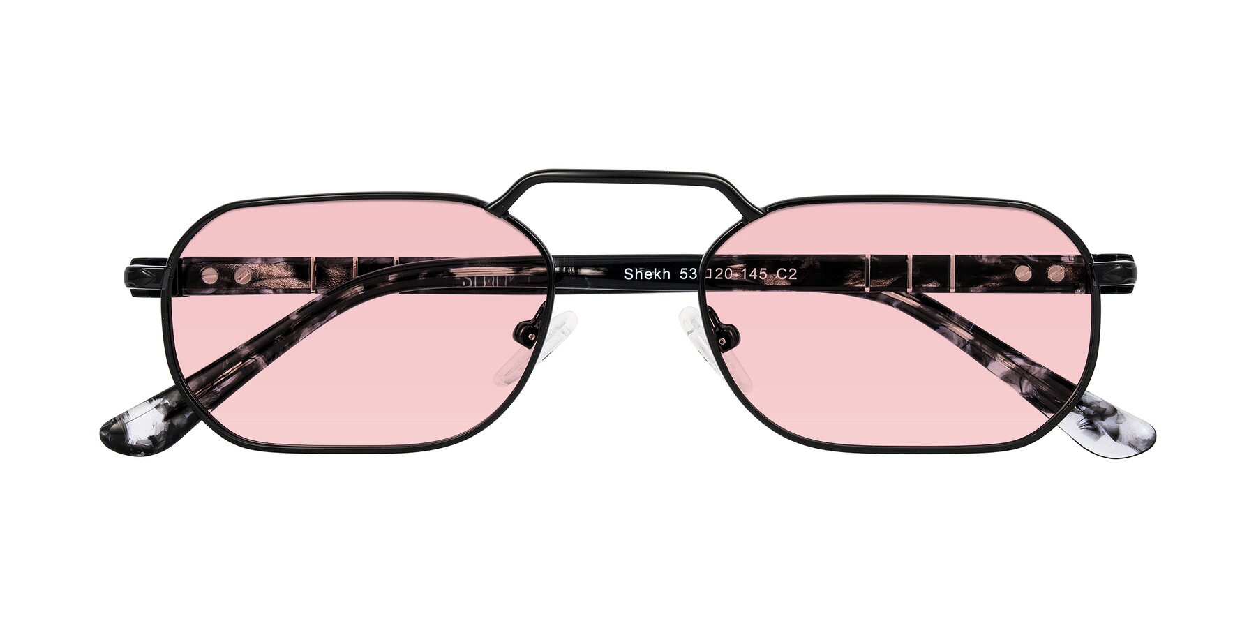 Folded Front of Shekh in Black with Light Garnet Tinted Lenses