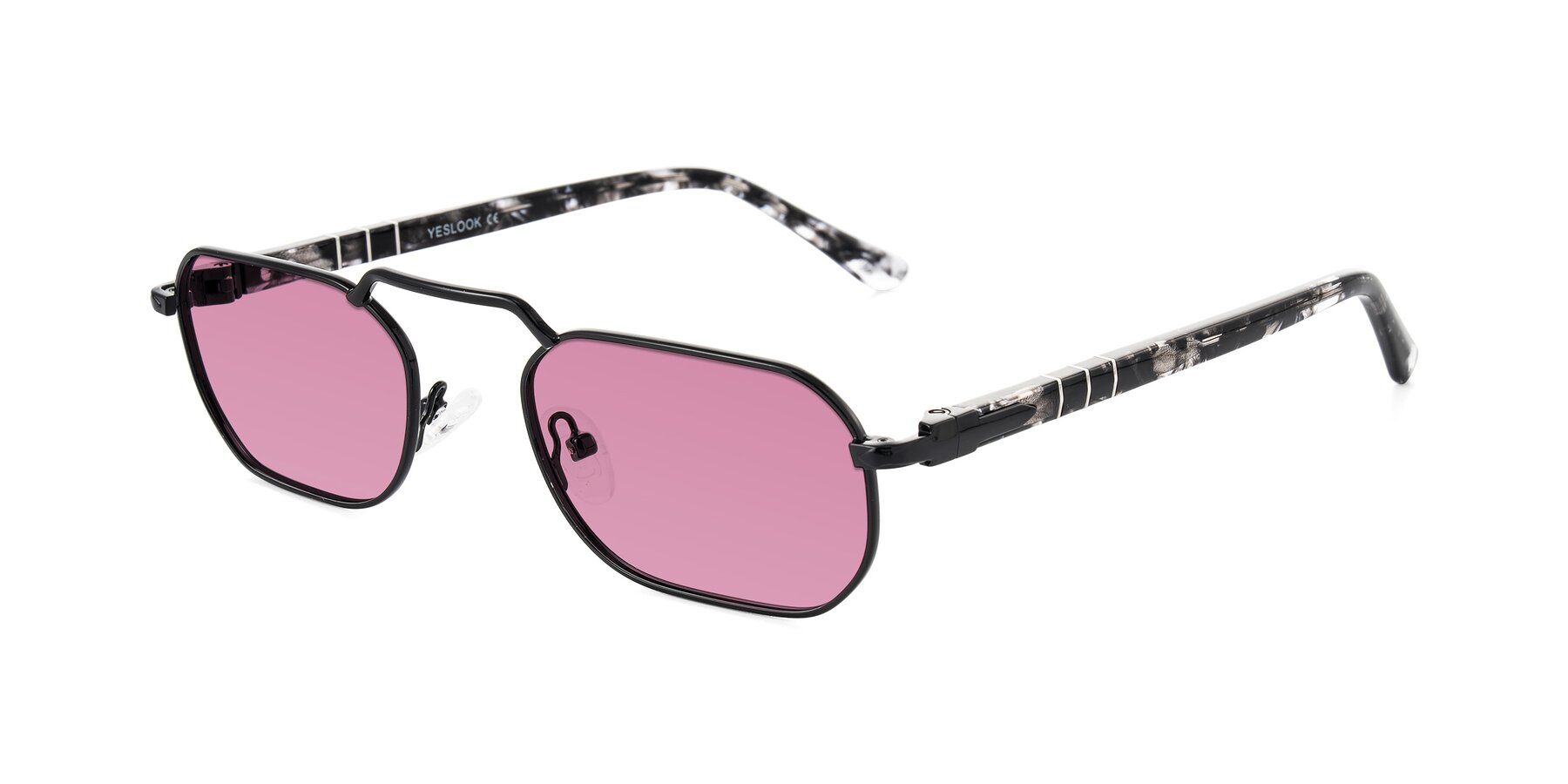 Angle of Shekh in Black with Medium Wine Tinted Lenses