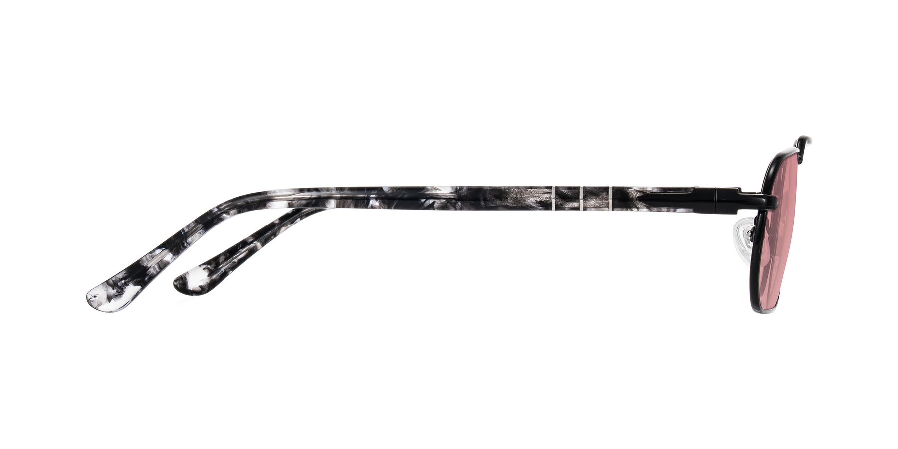 Side of Shekh in Black with Medium Garnet Tinted Lenses