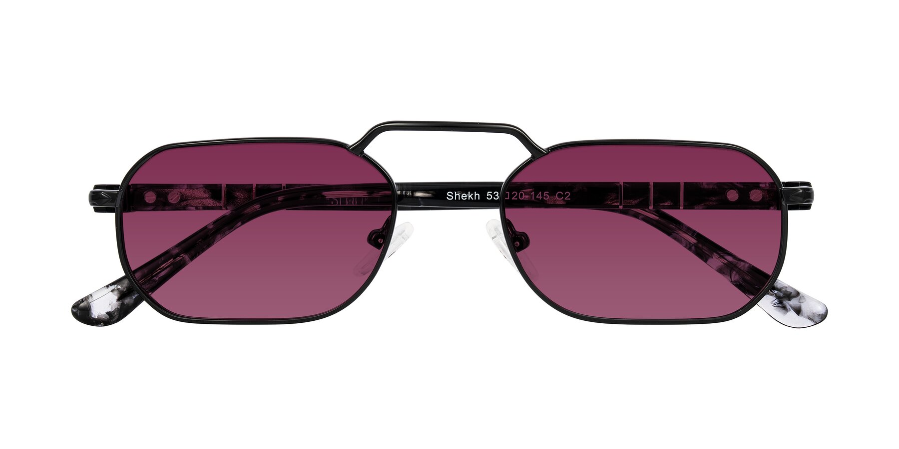 Folded Front of Shekh in Black with Wine Tinted Lenses