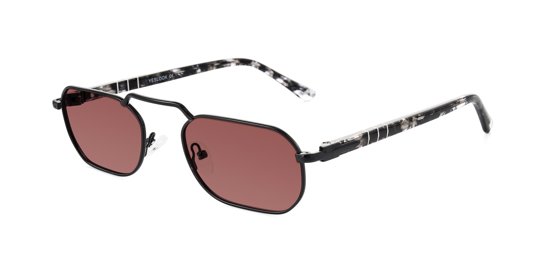 Angle of Shekh in Black with Garnet Tinted Lenses