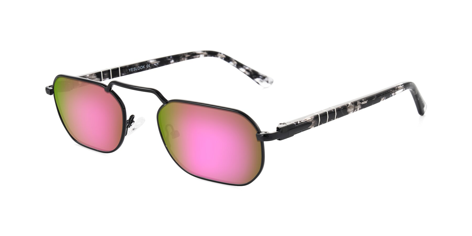 Angle of Shekh in Black with Pink Mirrored Lenses
