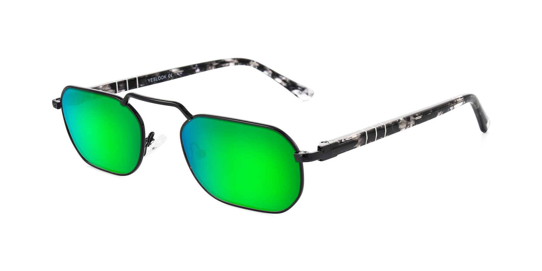 Angle of Shekh in Black with Green Mirrored Lenses