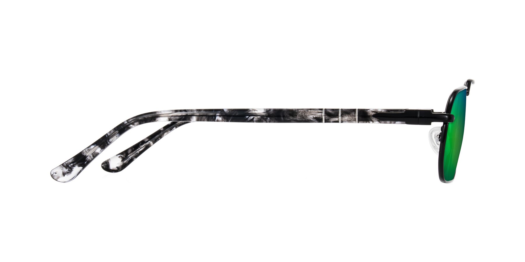 Side of Shekh in Black with Green Mirrored Lenses