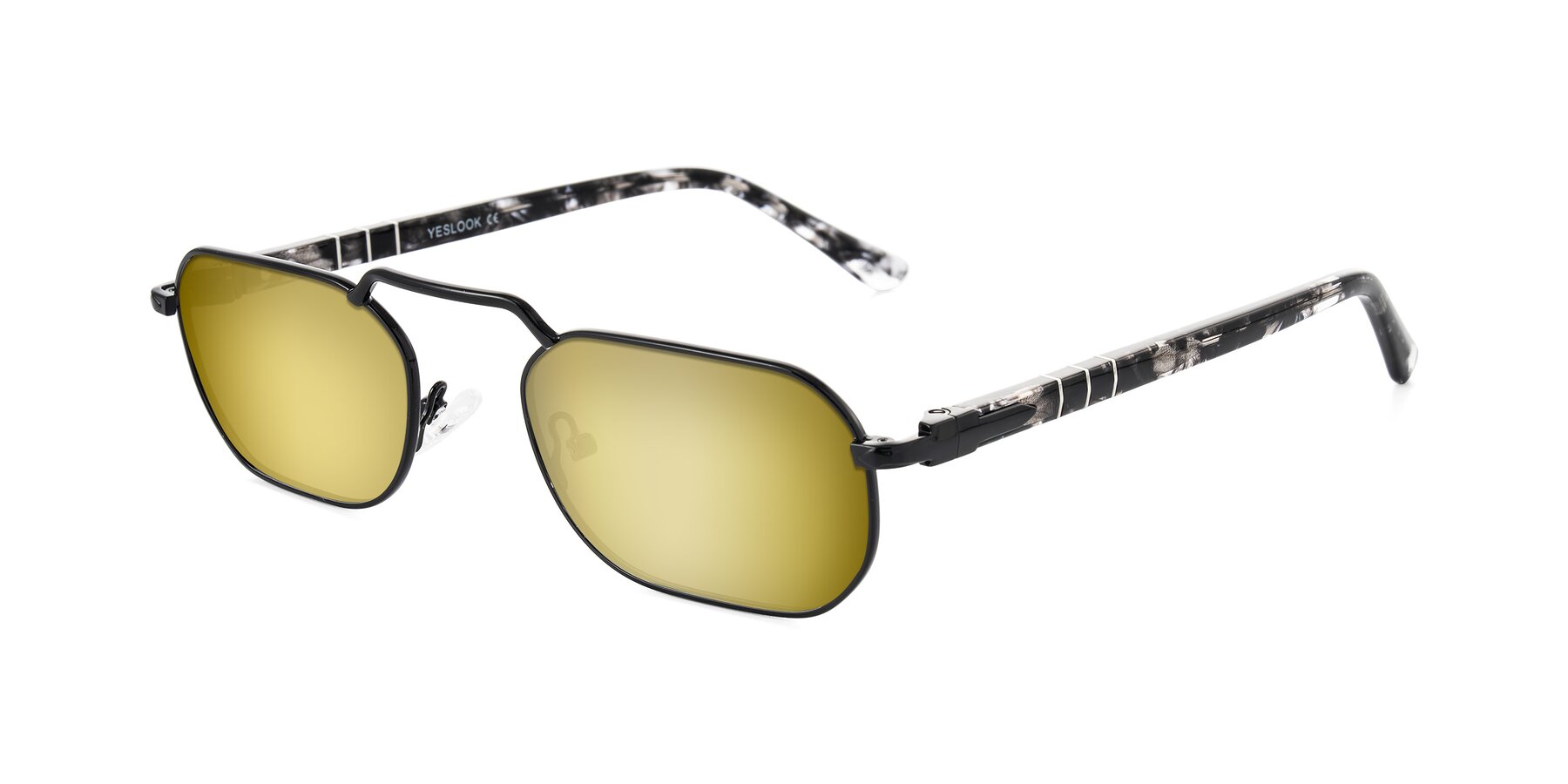 Angle of Shekh in Black with Gold Mirrored Lenses