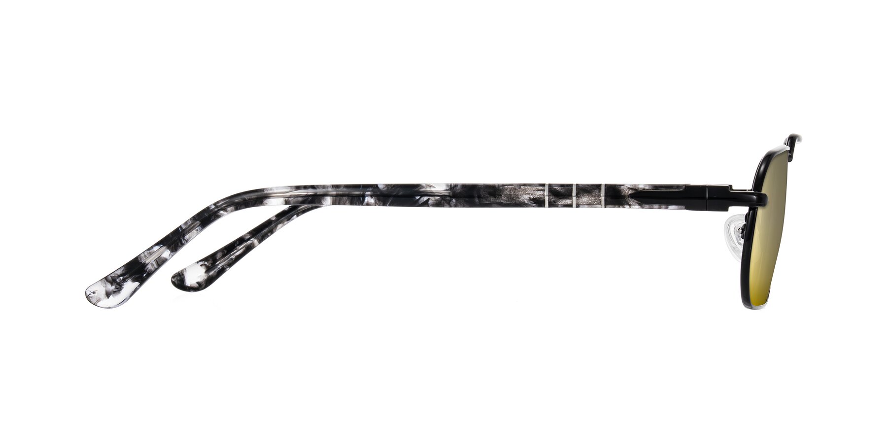 Side of Shekh in Black with Gold Mirrored Lenses