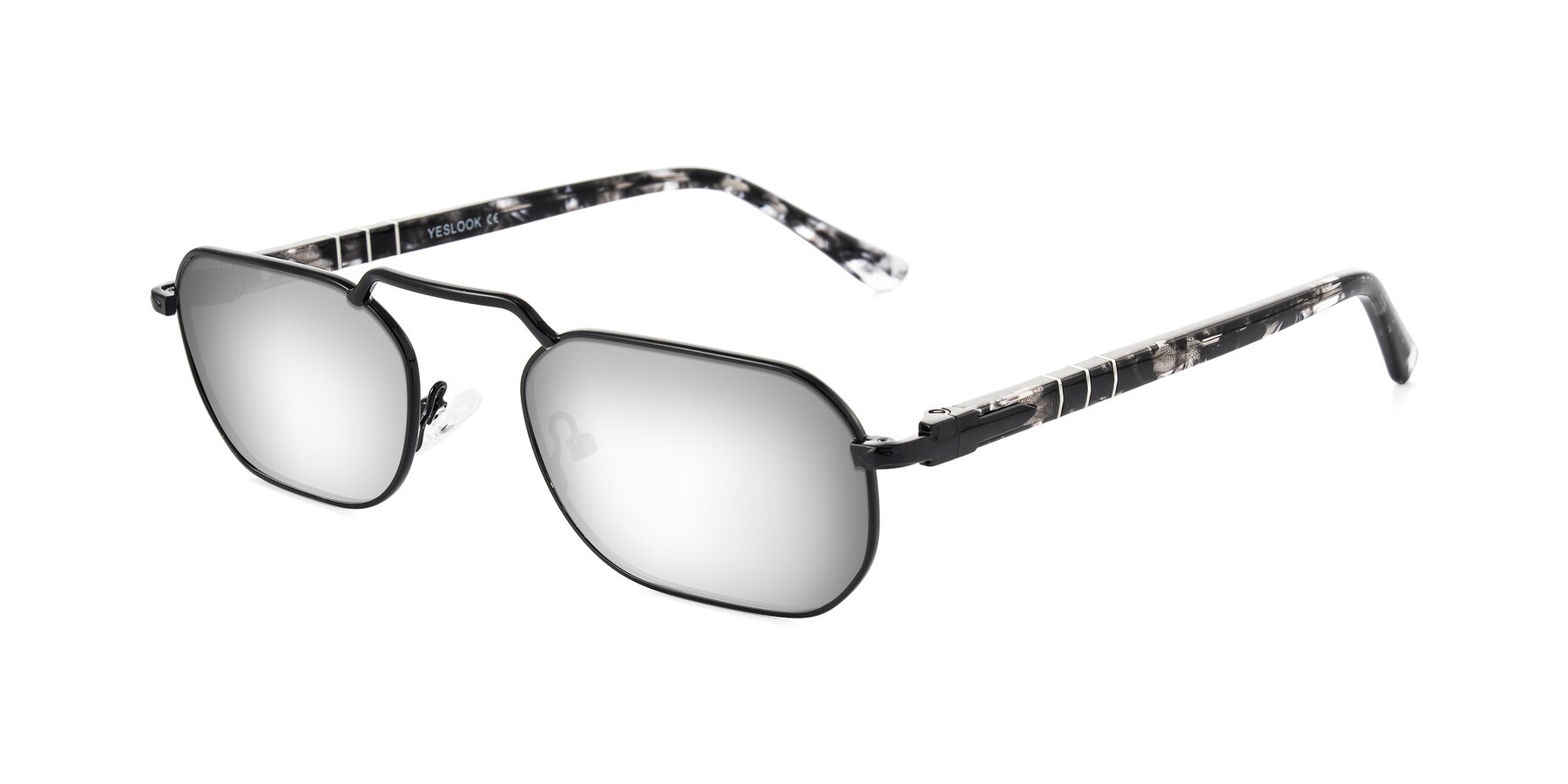 Angle of Shekh in Black with Silver Mirrored Lenses