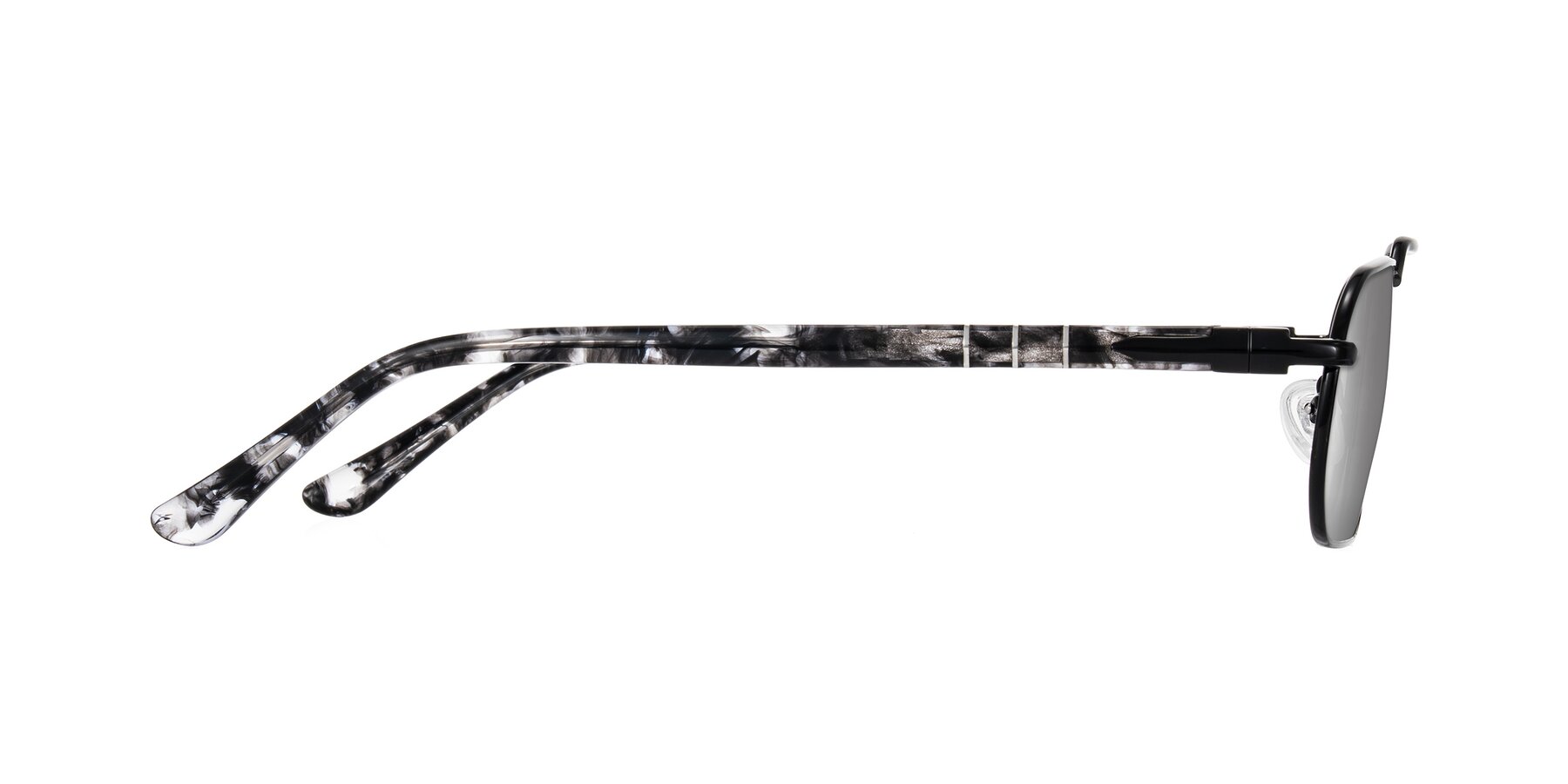 Side of Shekh in Black with Silver Mirrored Lenses