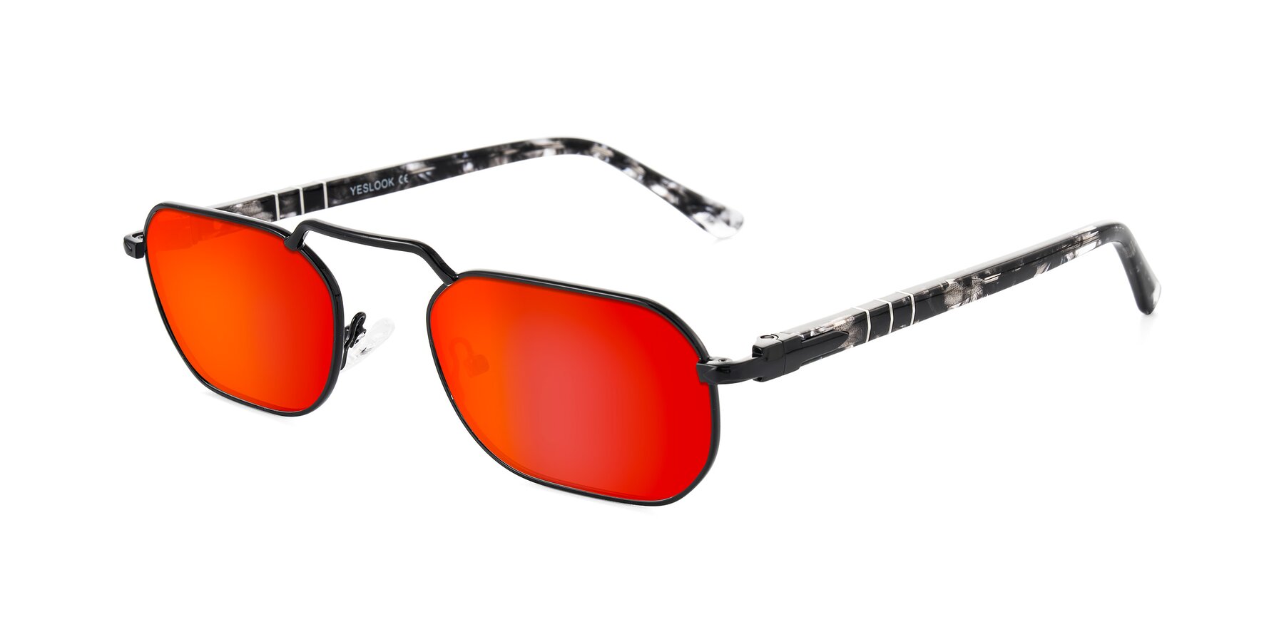 Angle of Shekh in Black with Red Gold Mirrored Lenses