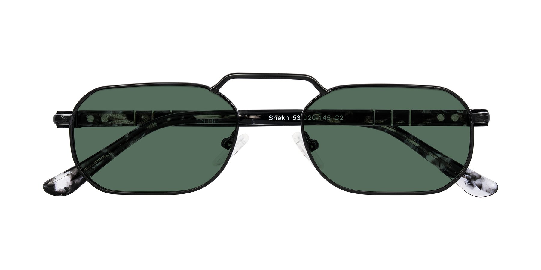 Folded Front of Shekh in Black with Green Polarized Lenses