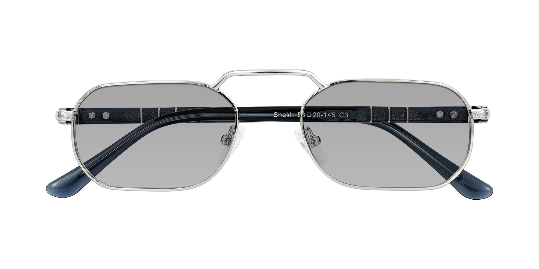 Folded Front of Shekh in Silver with Light Gray Tinted Lenses