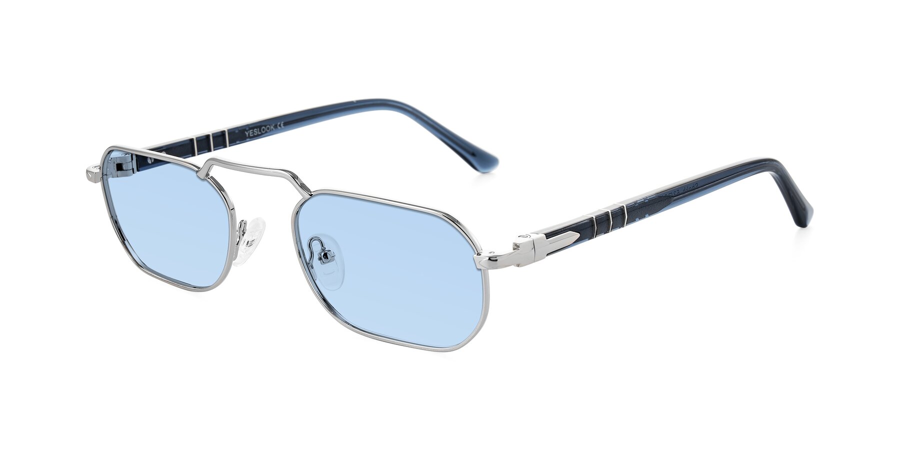 Angle of Shekh in Silver with Light Blue Tinted Lenses