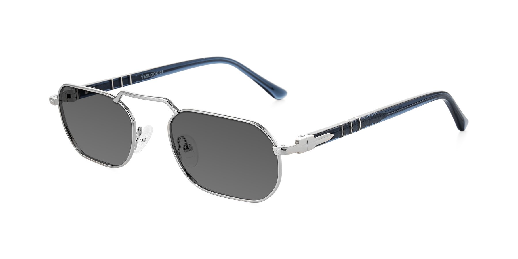 Angle of Shekh in Silver with Medium Gray Tinted Lenses
