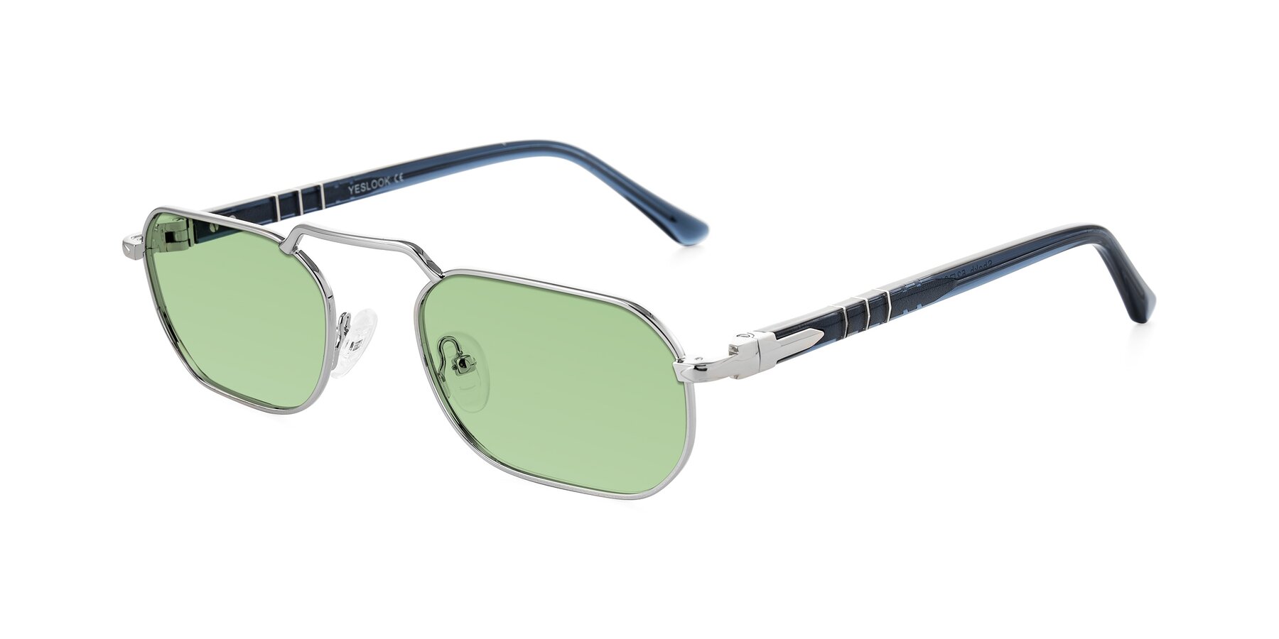 Angle of Shekh in Silver with Medium Green Tinted Lenses