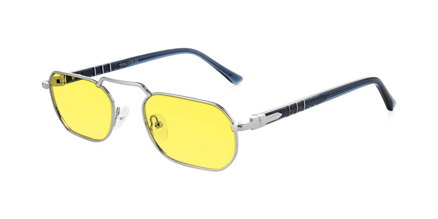 Angle of Shekh in Silver with Medium Yellow Tinted Lenses