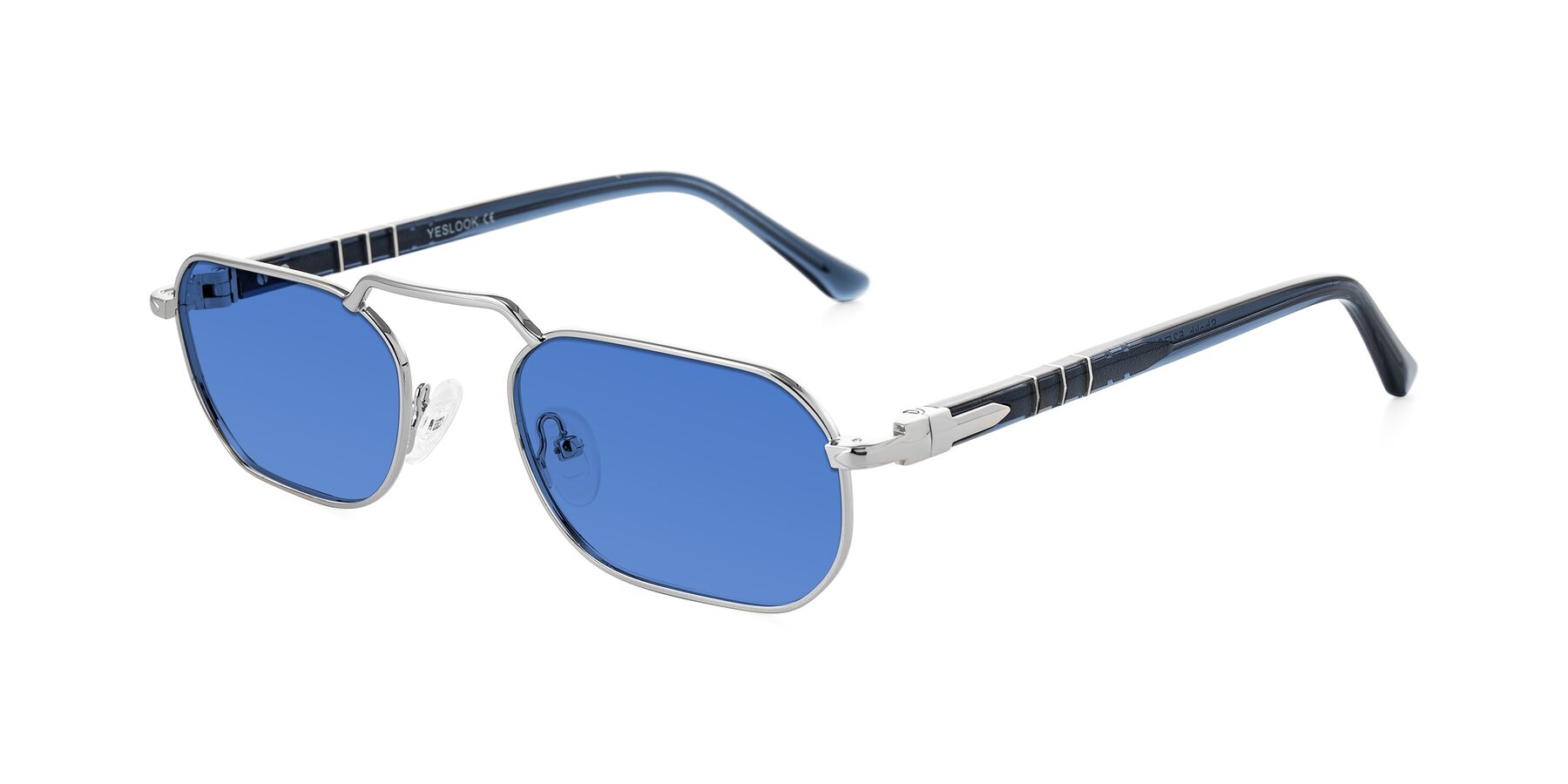 Angle of Shekh in Silver with Blue Tinted Lenses