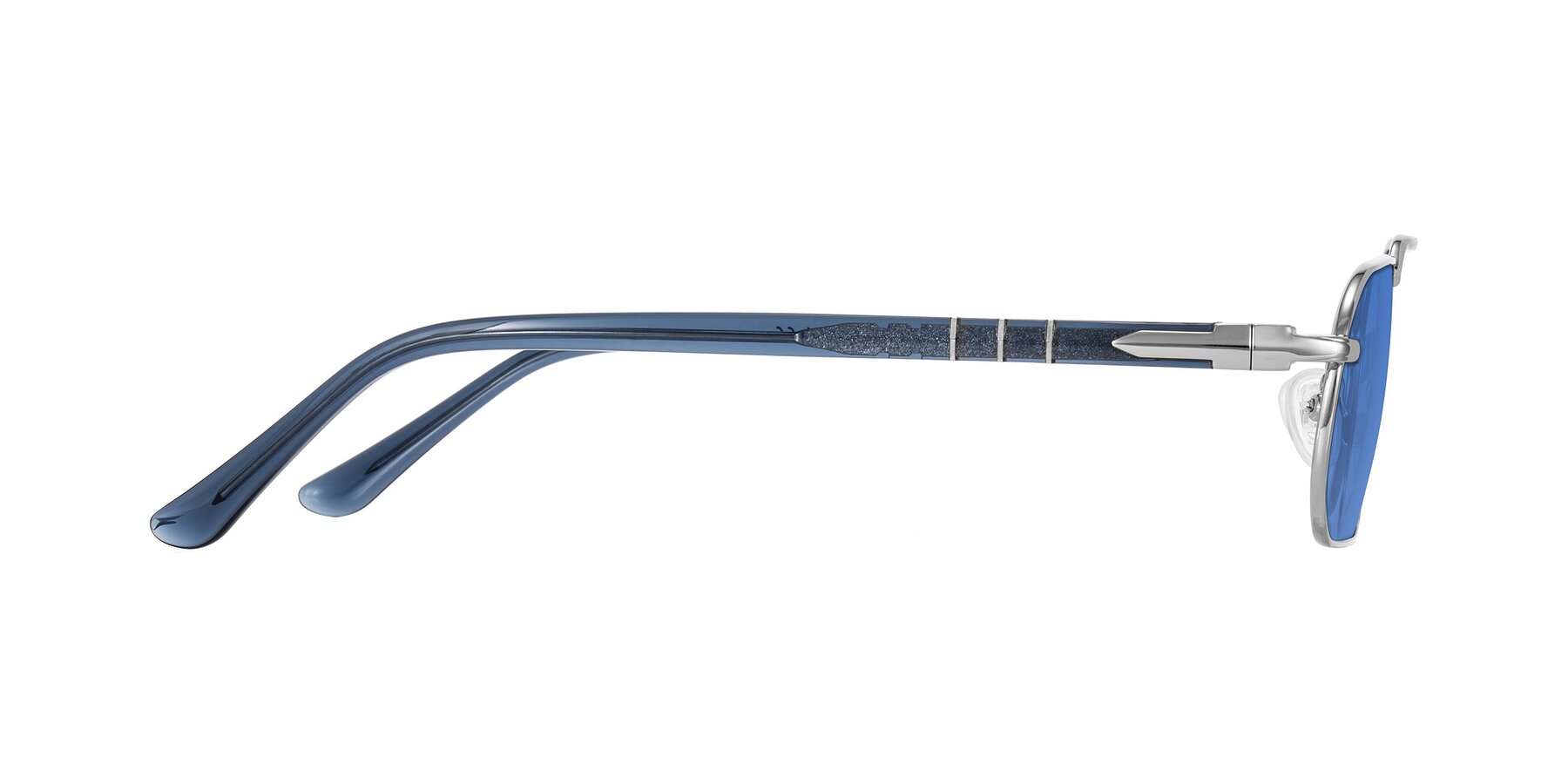 Side of Shekh in Silver with Blue Tinted Lenses