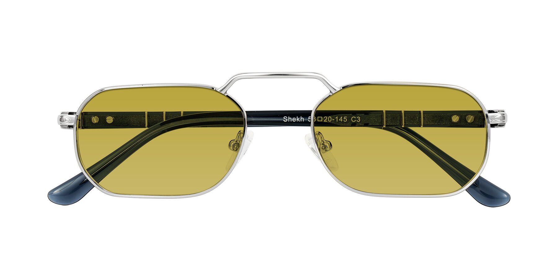 Folded Front of Shekh in Silver with Champagne Tinted Lenses