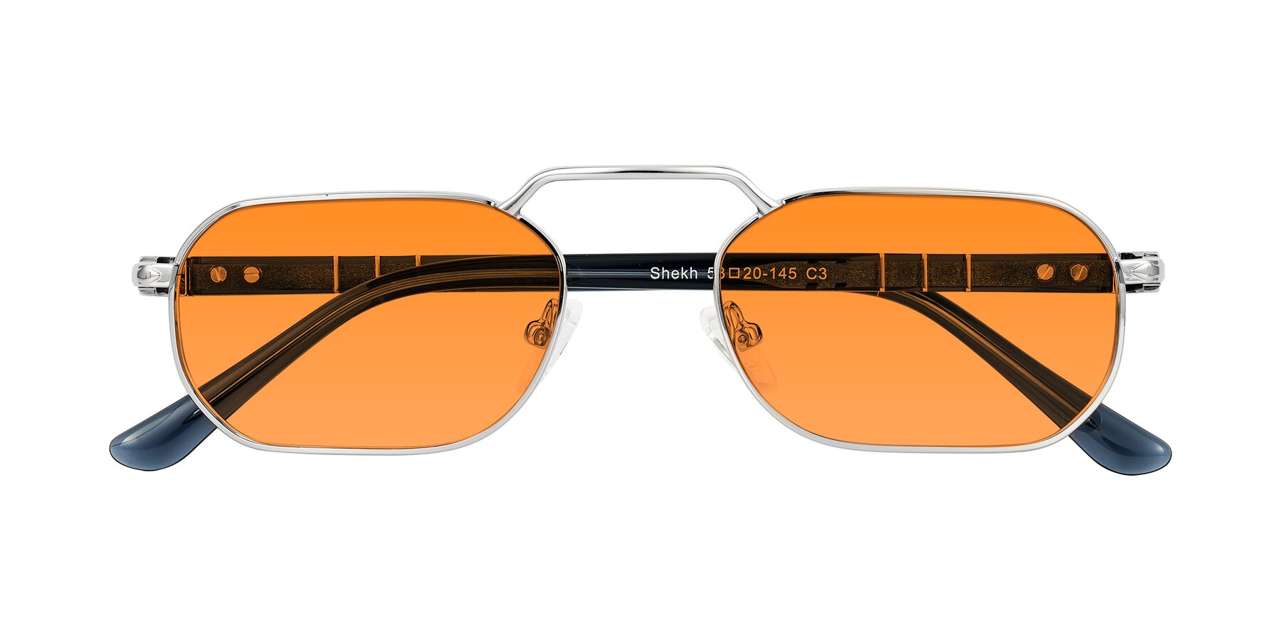 Folded Front of Shekh in Silver with Orange Tinted Lenses