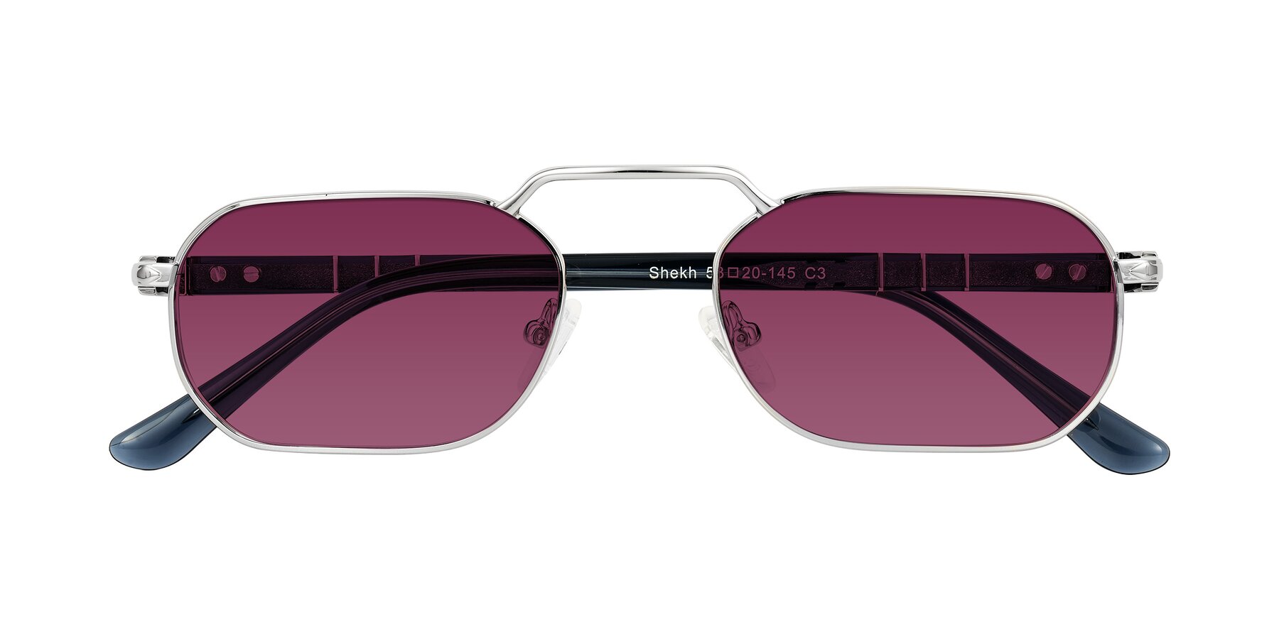 Folded Front of Shekh in Silver with Wine Tinted Lenses