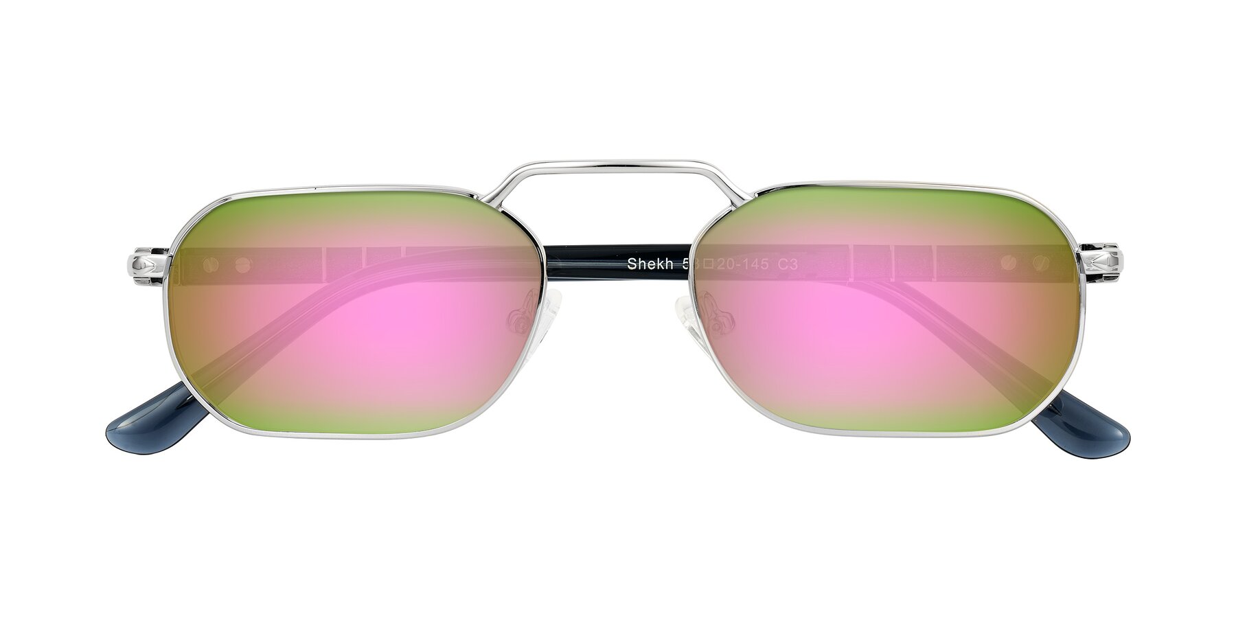 Folded Front of Shekh in Silver with Pink Mirrored Lenses