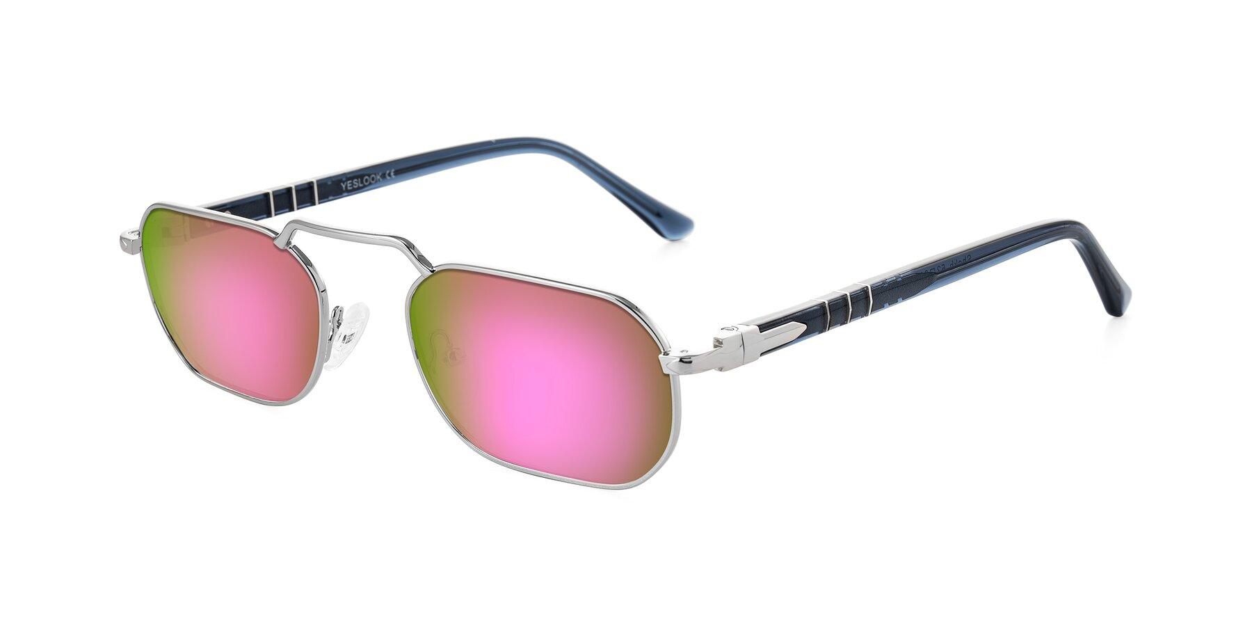 Angle of Shekh in Silver with Pink Mirrored Lenses